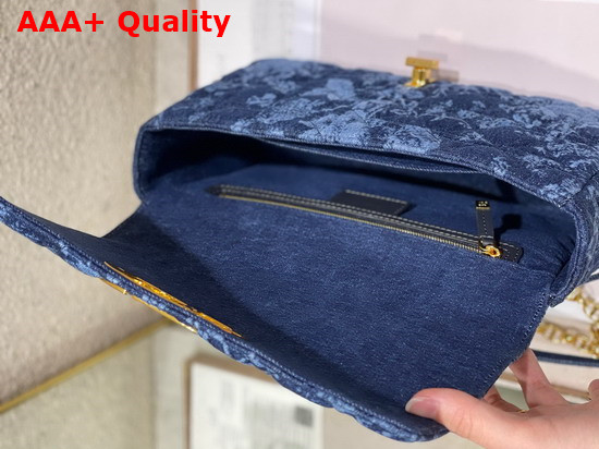 Dior Large Dior Caro Bag Blue Dior Flowers Cannage Denim Replica