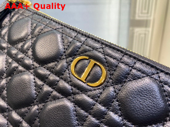 Dior Large Dior Caro Daily Pouch Black Supple Cannage Calfskin Replica