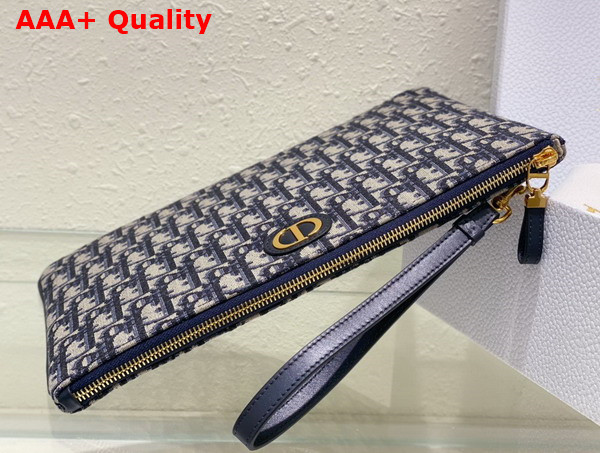 Dior Large Dior Caro Daily Pouch Blue Dior Oblique Jacquard Replica