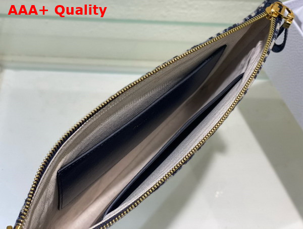 Dior Large Dior Caro Daily Pouch Blue Dior Oblique Jacquard Replica