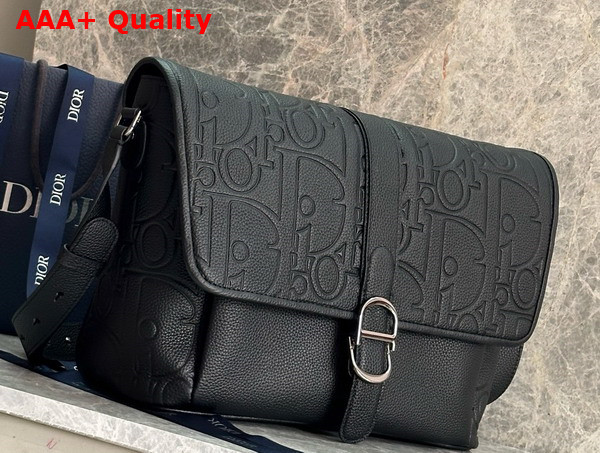 Dior Large Dior Daily Messenger Bag with Flap Black Dior Gravity Leather and Black Grained Calfskin Replica