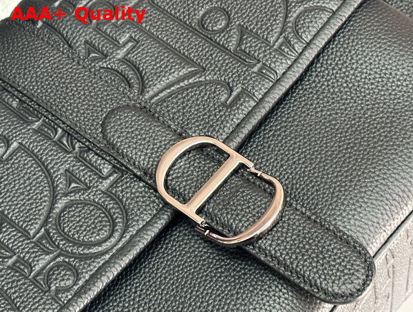 Dior Large Dior Daily Messenger Bag with Flap Black Dior Gravity Leather and Black Grained Calfskin Replica