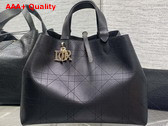Dior Large Dior Toujours Bag in Black Flat Macrocannage Shiny Grained Calfskin Replica