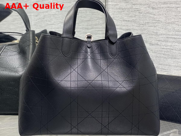 Dior Large Dior Toujours Bag in Black Flat Macrocannage Shiny Grained Calfskin Replica