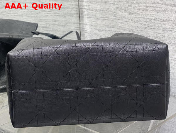 Dior Large Dior Toujours Bag in Black Flat Macrocannage Shiny Grained Calfskin Replica