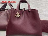 Dior Large Dior Toujours Bag in Burgundy Flat Macrocannage Shiny Grained Calfskin Replica