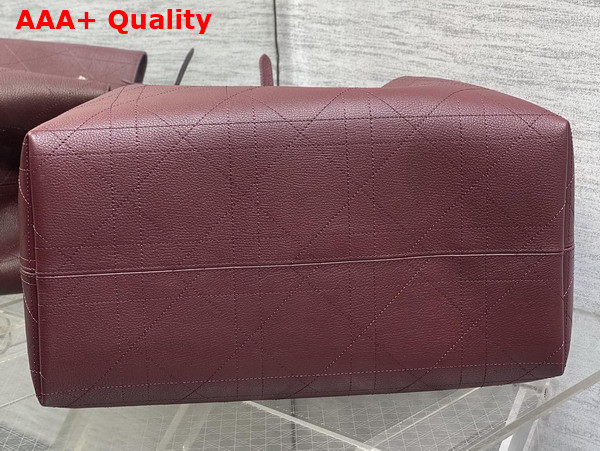 Dior Large Dior Toujours Bag in Burgundy Flat Macrocannage Shiny Grained Calfskin Replica