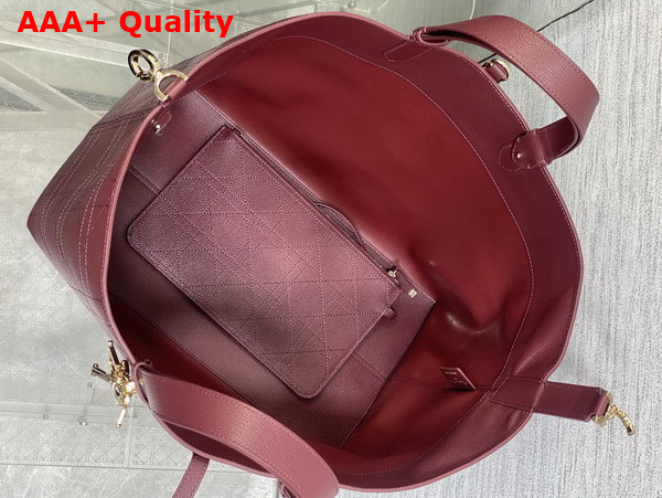 Dior Large Dior Toujours Bag in Burgundy Flat Macrocannage Shiny Grained Calfskin Replica
