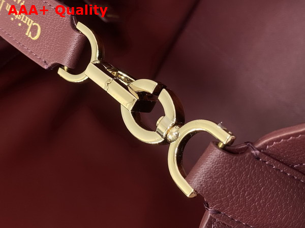 Dior Large Dior Toujours Bag in Burgundy Flat Macrocannage Shiny Grained Calfskin Replica