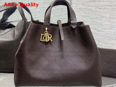 Dior Large Dior Toujours Bag in Chocolate Brown Flat Macrocannage Shiny Grained Calfskin Replica