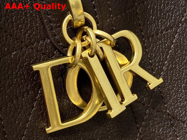 Dior Large Dior Toujours Bag in Chocolate Brown Flat Macrocannage Shiny Grained Calfskin Replica