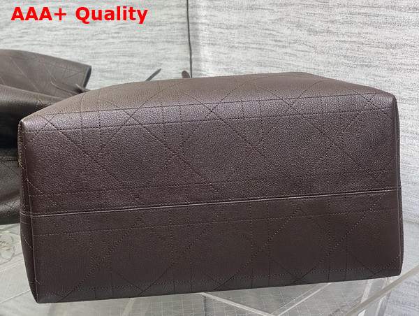 Dior Large Dior Toujours Bag in Chocolate Brown Flat Macrocannage Shiny Grained Calfskin Replica