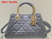 Dior Large Lady 95 22 Bag Cloud Blue Cannage Calfskin with Gold Metal Replica