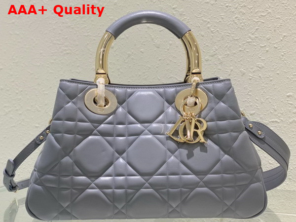 Dior Large Lady 95 22 Bag Cloud Blue Cannage Calfskin with Gold Metal Replica