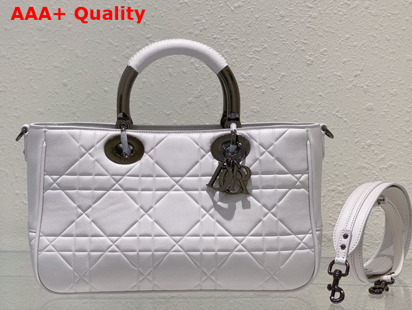 Dior Large Lady 95 22 Bag Latte Cannage Calfskin with Gun Metal Replica