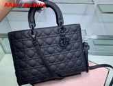 Dior Large Lady Dior Bag Black Ultramatte Calfskin Replica
