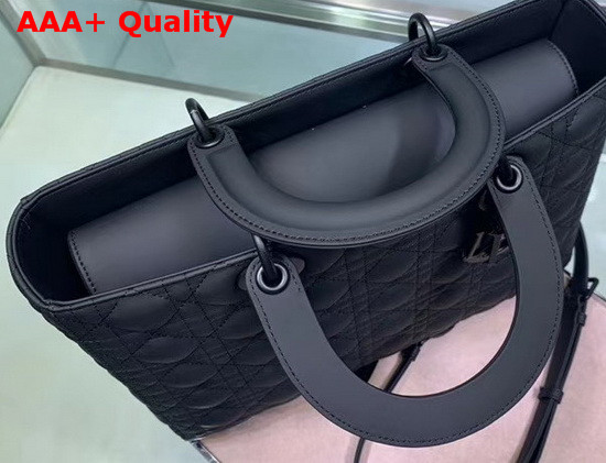 Dior Large Lady Dior Bag Black Ultramatte Calfskin Replica