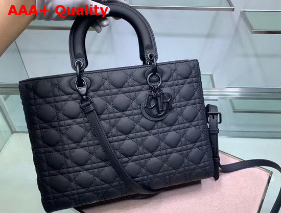 Dior Large Lady Dior Bag Black Ultramatte Calfskin Replica