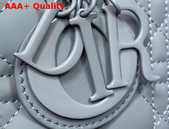 Dior Large Lady Dior Bag Metallic Gray Cannage Calfskin Replica