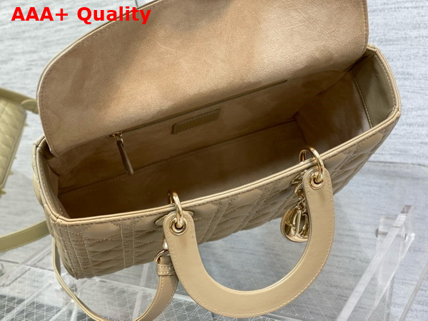 Dior Large Lady Dior Bag in Beige Cannage Lambskin Replica