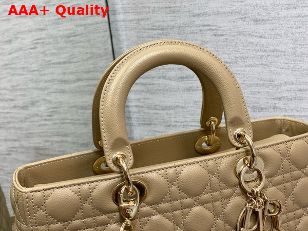 Dior Large Lady Dior Bag in Beige Grained Cannage Calfskin Replica