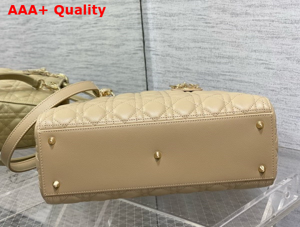 Dior Large Lady Dior Bag in Beige Grained Cannage Calfskin Replica
