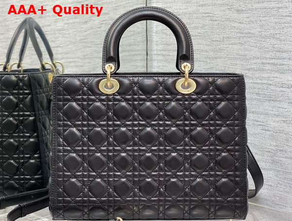 Dior Large Lady Dior Bag in Black Cannage Lambskin Replica