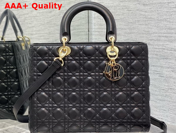 Dior Large Lady Dior Bag in Black Cannage Lambskin Replica