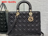Dior Large Lady Dior Bag in Black Grained Cannage Calfskin Replica