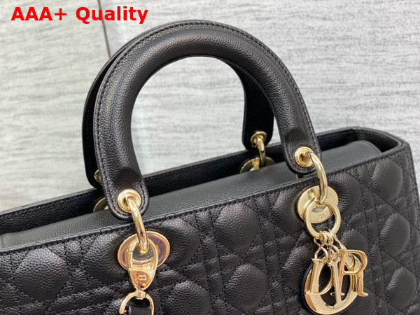 Dior Large Lady Dior Bag in Black Grained Cannage Calfskin Replica