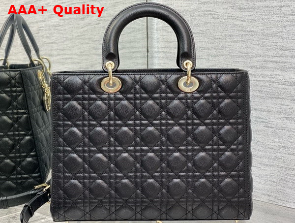 Dior Large Lady Dior Bag in Black Grained Cannage Calfskin Replica