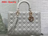 Dior Large Lady Dior Bag in Cloud Gray Cannage Lambskin Replica
