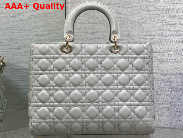Dior Large Lady Dior Bag in Cloud Gray Cannage Lambskin Replica