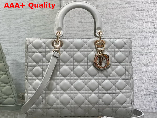 Dior Large Lady Dior Bag in Cloud Gray Cannage Lambskin Replica