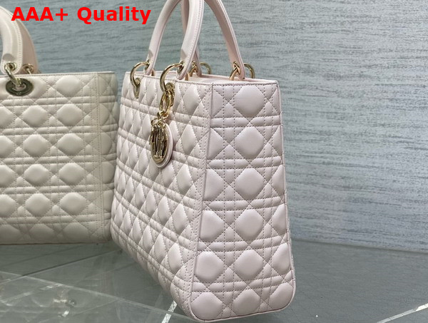 Dior Large Lady Dior Bag in Pale Pink Cannage Lambskin Replica