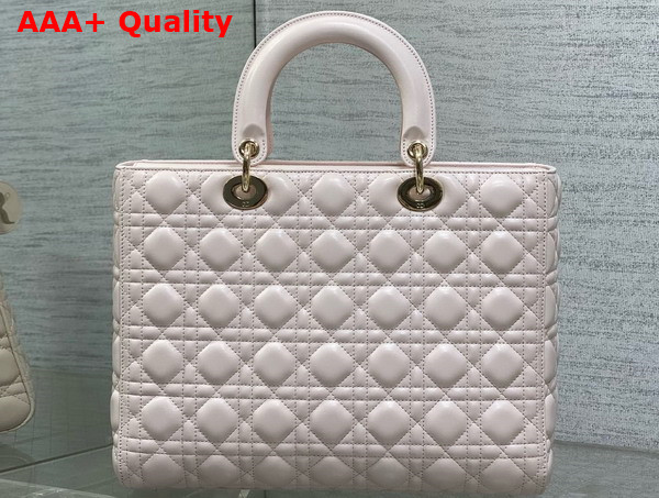 Dior Large Lady Dior Bag in Pale Pink Cannage Lambskin Replica