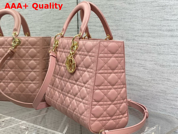 Dior Large Lady Dior Bag in Powder Pink Cannage Grained Calfskin Replica
