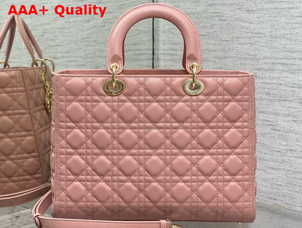 Dior Large Lady Dior Bag in Powder Pink Cannage Grained Calfskin Replica