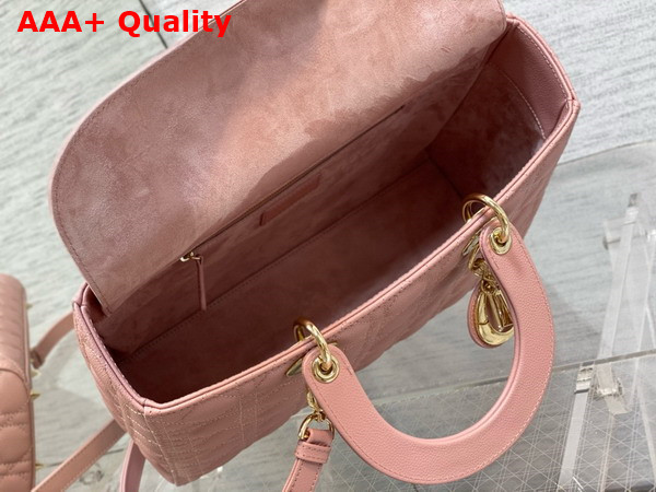 Dior Large Lady Dior Bag in Powder Pink Cannage Grained Calfskin Replica