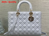Dior Large Lady Dior Bag in Shirt Blue Cannage Lambskin Replica