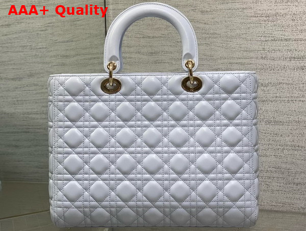 Dior Large Lady Dior Bag in Shirt Blue Cannage Lambskin Replica
