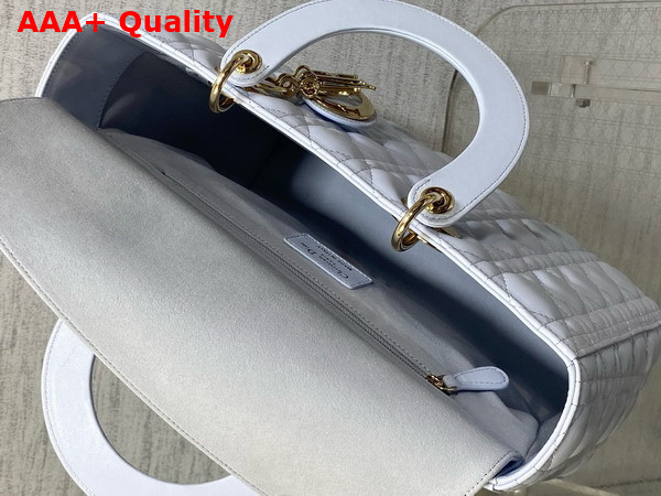 Dior Large Lady Dior Bag in Shirt Blue Cannage Lambskin Replica