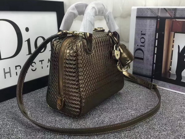 Dior Lily Bag Antique Brass Metallic Calfskin with Micro Cannage Motif for Sale