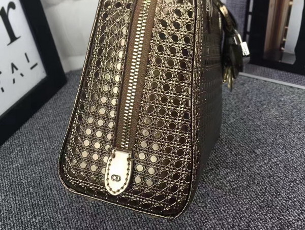 Dior Lily Bag Antique Brass Metallic Calfskin with Micro Cannage Motif for Sale