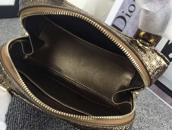 Dior Lily Bag Antique Brass Metallic Calfskin with Micro Cannage Motif for Sale