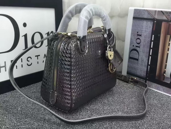 Dior Lily Bag Antique Silver Tone Metallic Calfskin with Micro Cannage Motif for Sale