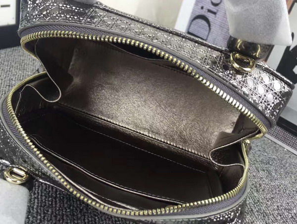 Dior Lily Bag Antique Silver Tone Metallic Calfskin with Micro Cannage Motif for Sale