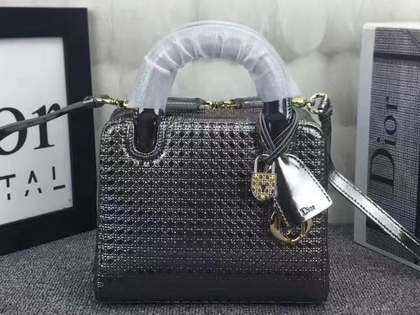 Dior Lily Bag Antique Silver Tone Metallic Calfskin with Micro Cannage Motif for Sale