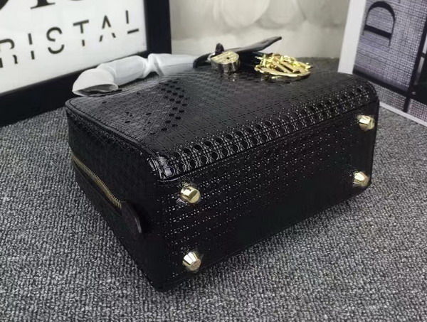 Dior Lily Bag Black Patent Calfskin with Micro Cannage Motif for Sale
