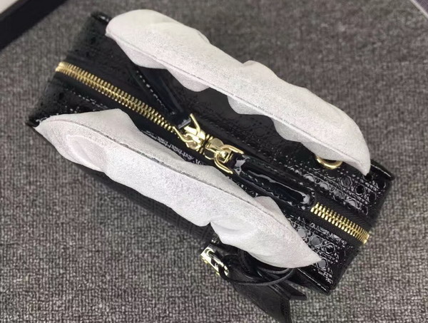 Dior Lily Bag Black Patent Calfskin with Micro Cannage Motif for Sale